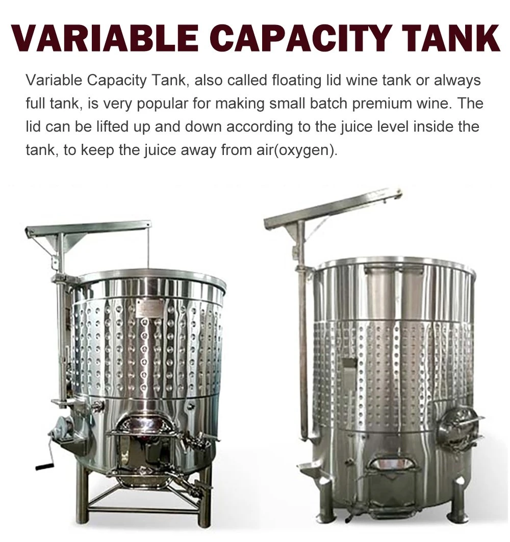 Stainless Steel 3000L 4000L 5000L Wine Fermentation Tank Variable Capacity Wine Tank